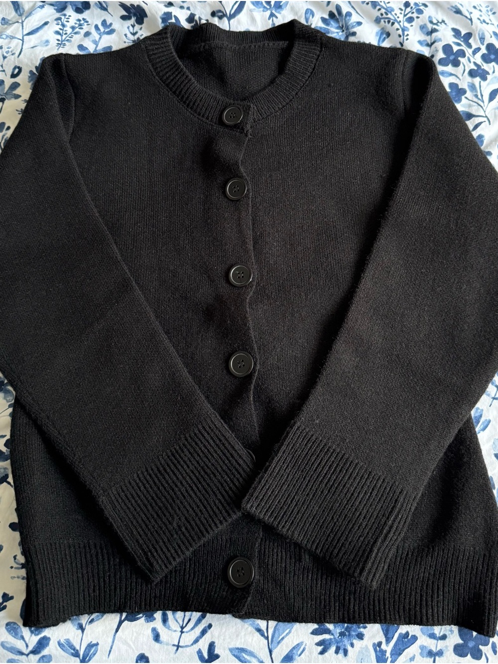 Women's Black Button-Front Cardigan Sweater
